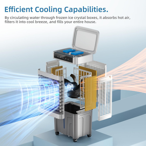 Enfriador De Aire Evaporativo Portátil 3 En 1 Con Control Re Gris