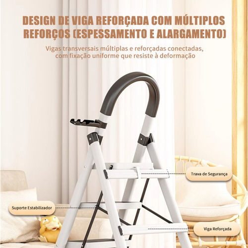 Escada Tesoura De Aço 6 Degraus Para Casa E Residência
