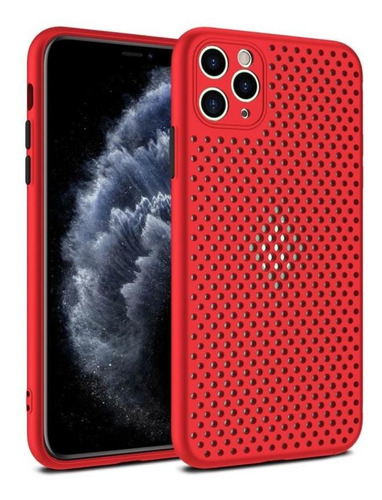 Carcasa Perforada Color Rojo Para iPhone 11 Pro Max