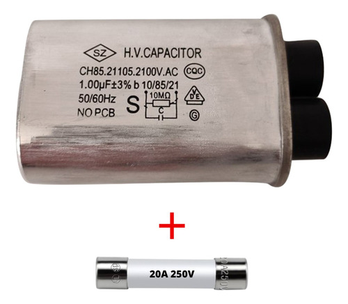 Capacitor Microondas 1.0 Uf 2100v Con Fusible 20a 250v