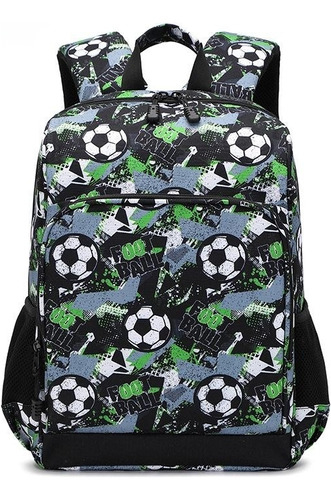 Mochila Escolar Impermeable Con Patrón De Fútbol Para Niños