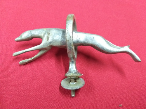 Insignia Ornamento Antiguo De Metal Perro Tipo Galgo Auto 