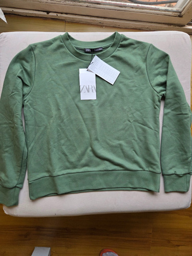 Buzo Zara Talle Small Verde Musgo Cuello Redondo Mujer Nuevo