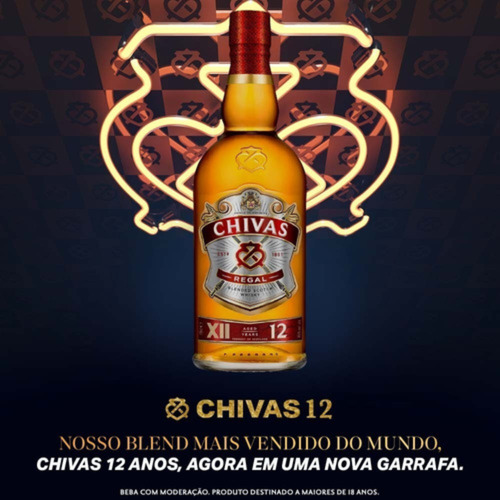 Kit Com 3 Unid Whisky Chivas Regal Escocês 12 Anos 1 Litro