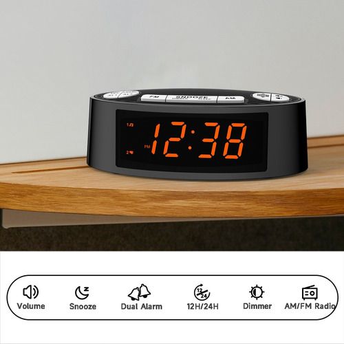 Radio Reloj Despertador Fm/am Rojo Digital Led Pantalla Grande Bocina Buró Escritorio