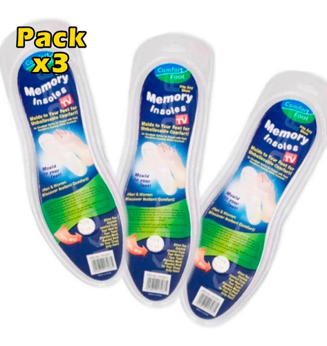 Pack X3 Plantilla Espuma Memory Form Para Zapatos