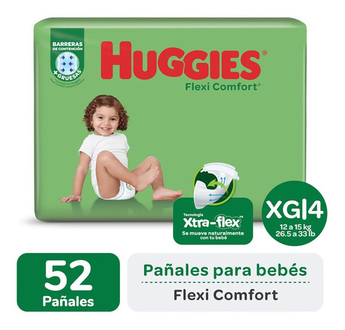 Pañales Huggies Flexi Comfort Ahorrapack Xg Bolson 52 Un