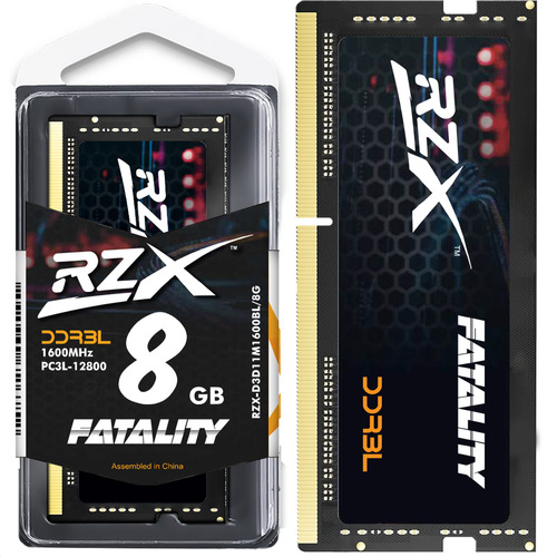 Memória RAM Notebook RZX Gamer Fatality DDR3 8GB 1600MHz 1.35v PC3l-12800 Sodimm