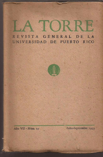 La Torre Puerto Rico. Nº 27.  Julio-setiembre 1959
