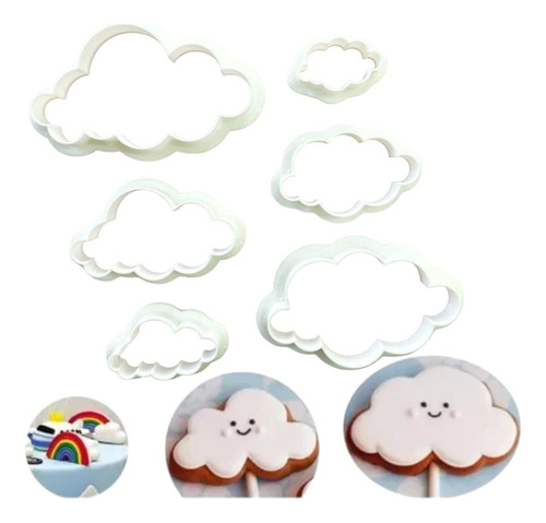 Cortantes Nubes Set X6 Porcelana Fondant Galleta Reposteria