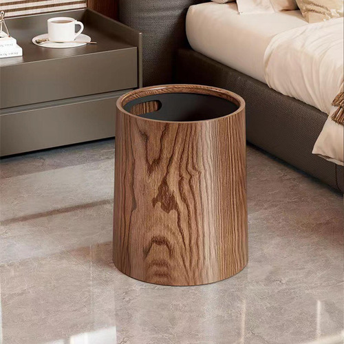 Bote De Basura De Grano De Madera, Elegante Cesta De 15l
