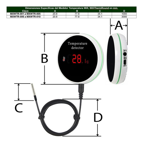 Sensor De Humedad Inteligente, Mxwtr-009, 4 Pzas, Lcd, Blanc Color Amarillo y Negro