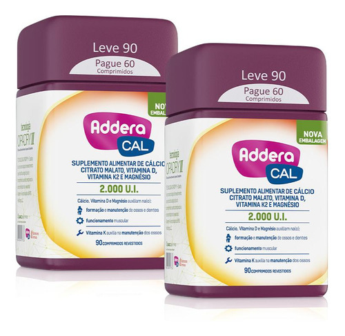 Kit Vitamina D Addera Cal 2.000ui Com 90 Comprimidos