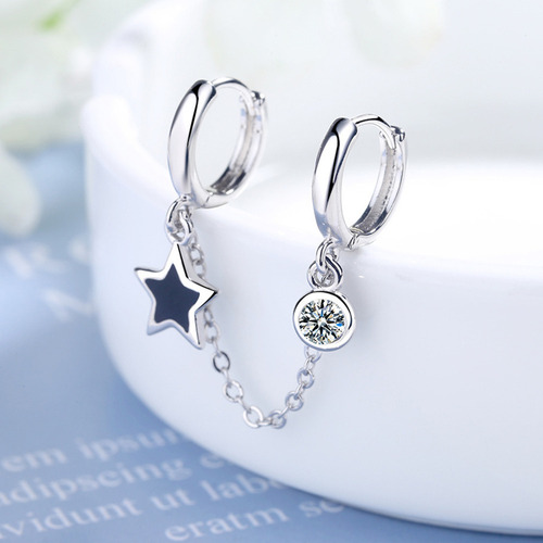 Pendientes De Cadena For Mujer, Pendientes De Doble Piercin
