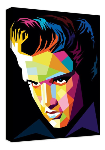 Cuadro Decorativo Canvas Moderno Elvis Presley 2 Color Natural Armazón Natural