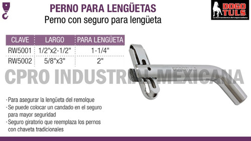 6 Pernos Con Seguro Para Lengüeta 1/2 X 2-1/2 P