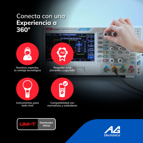 Osciloscopio De Señal Mixta 200 Mhz, 4ch Uni-t Mso2204-s
