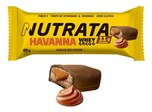 Suplemento Caixa Whey Grego Bar 40g Havanna 12 Unid Nutrata Sabor Doce De Leite