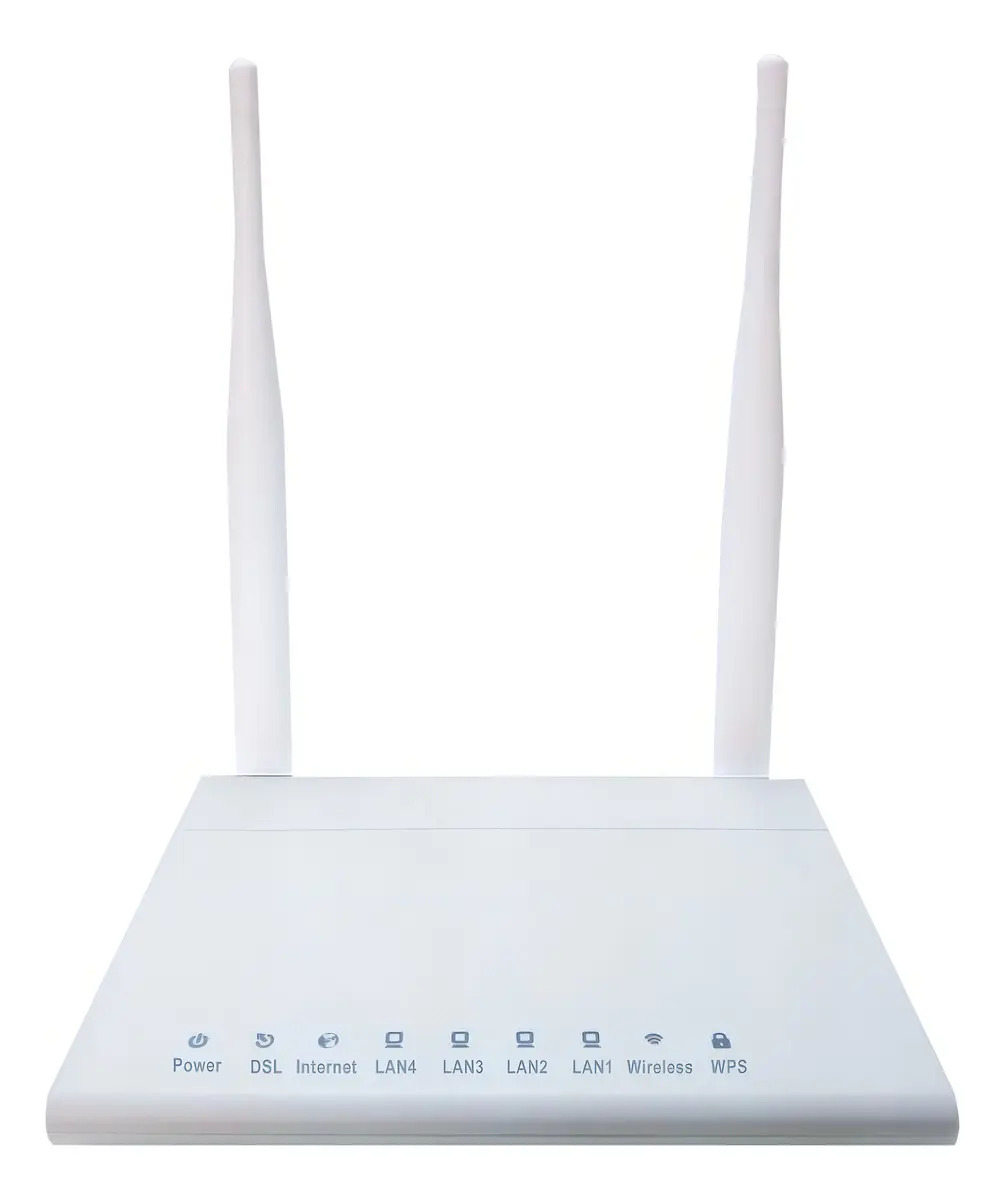 Modem Inalámbrico Adsl, 4 Ptos Rj45, 2.4ghz High Power, Wisp Color Blanco