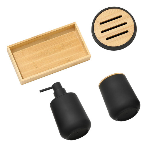 Juego De Accesorios De Baño De 4 Piezas, Juego De Negro