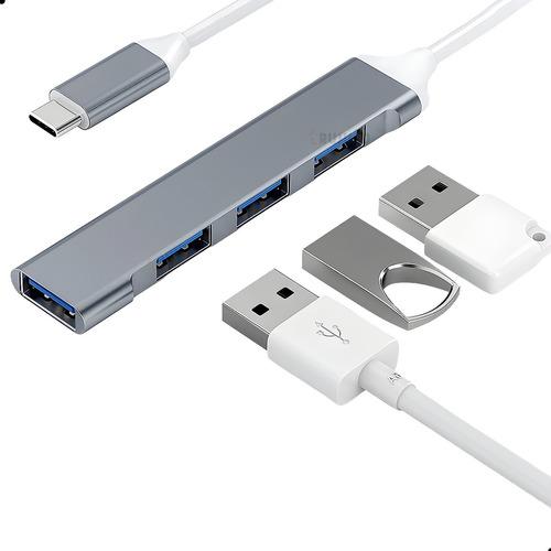 Hub Usb Tipo C 4 Puertos Adaptador Convertidor Otg Usb 3.0