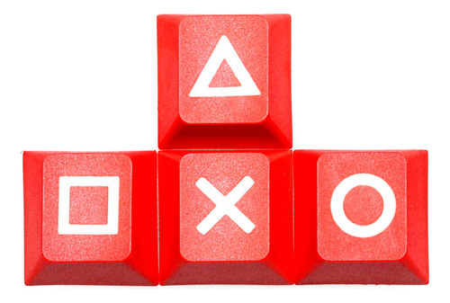 Set De 4 Keycaps Diseño Control Playstation Rojo