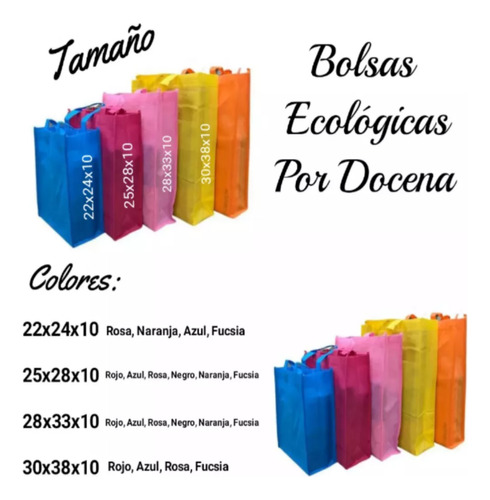 Bolsas Ecologicas Para Regalo, Fiesta, Unicolor, Por Docena 