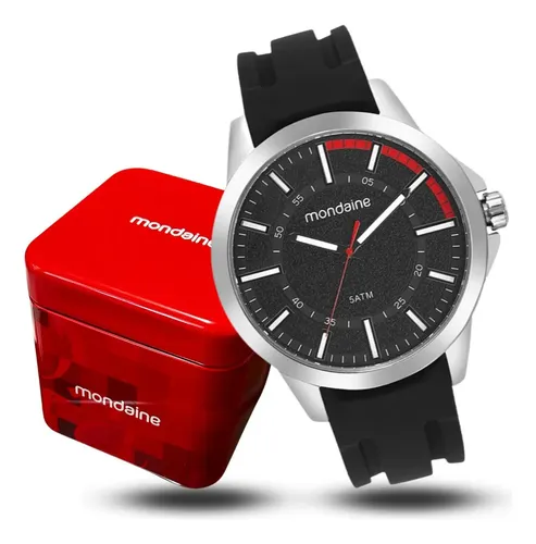 Mondaine Relógio De Pulso Mondaine Com Corria De Silicone Cor Preto - Bisel Prate