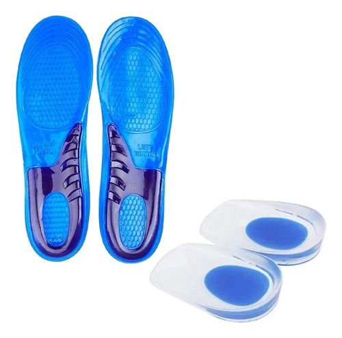 Kit Palmilha Gel De Silicone + Calcanheira Anti Impacto Pés