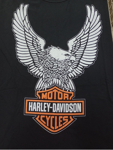 Remera-negra-motor Cycles-harley Davidson-aguila