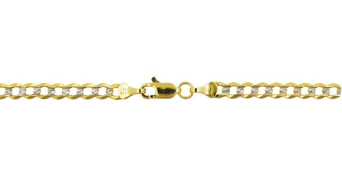 Cadena Barbada Diamantada 4 Mm X 55 Cm Oro Sólido 14k Color Amarillo
