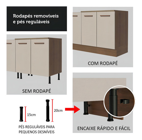 Gabinete Bajo Cocina Madesa Agata 60cm 1 Puerta Sin Encimera Color Marrón/Crema