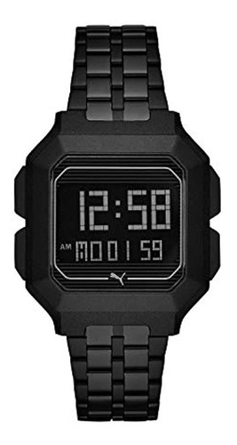 Reloj Puma Men Remix De Acero Inoxidable, Color: Negro/acero