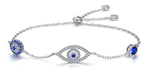 Pulsera Para Mujer Ojo Azul Protección En Plata 925