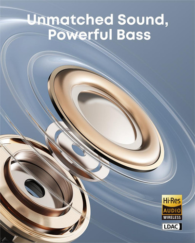 Audífonos Abiertos Soundcore AeroClip Inalámbricos, Diseño Open-Ear Clip-On, 4 Micrófonos IA, Graves Potentes con Drivers 12mm, Hi-Res, Color Midnight