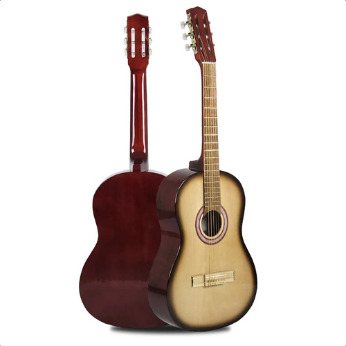 Guitarra Criolla Estudio Zurdo - Marron Oscuro Zurdo Unplugged Music U1 - Funda + Puas