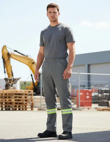 Calça De Brim Uniforme Profissional Com Faixa Refletiva