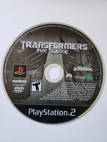 Transformers The Game Ps2 Solo Cd (Usado)