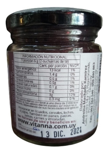 Imagen 2 de 2 de Harina De Uvas