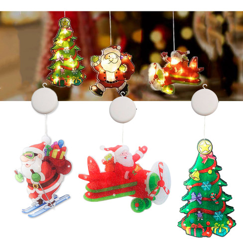 Luces Navidad Led Pila Adorno Papa Noel Decoración Set X3 Luces Cálida