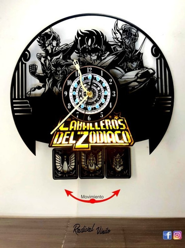 Reloj De Vinilo Con Pendulo Los Caballeros Del Zodiaco