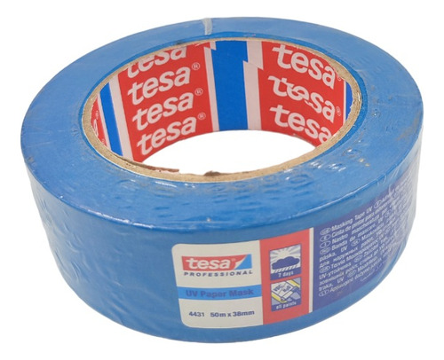 Cinta Enmascarar Masking Tape Azul Exterior 38mm X50mts Tesa