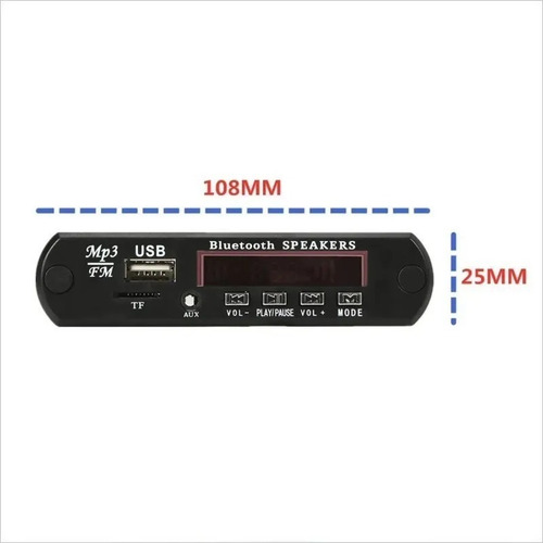 Imagen 3 de 5 de Módulo Reproductor Mp3 Con Bluetooth, Micro Sd, Plug 3.5mm
