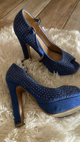 Zapatos Stileto Taco Azul Claro