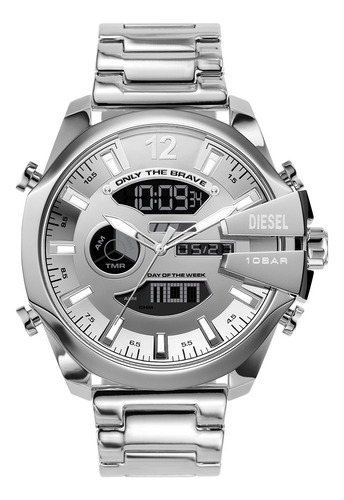 Reloj Hombre Diesel Dz4648 Mega Chief Color de la correa Plateado Color del bisel Plateado Color del fondo Plateado