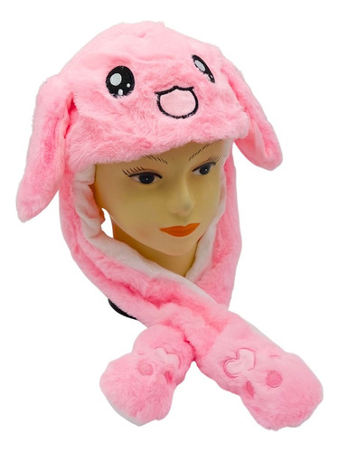 Gorro Niño Infantil Mueve Orejas Con Luces Led Conejo Rosa