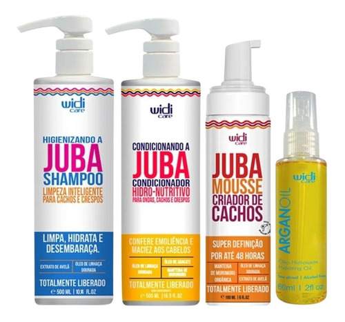 Kit Widi Care Juba Shampoo Condicionador Mousse Óleo Argan