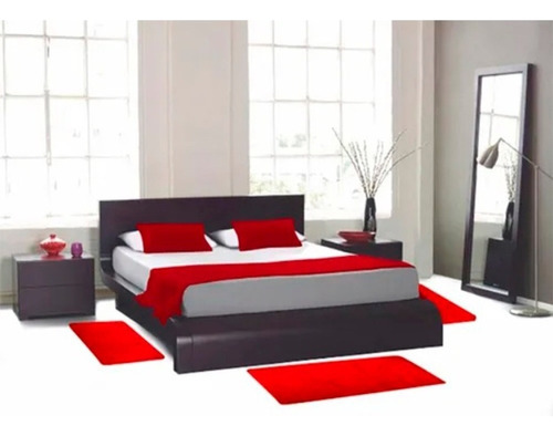 Tapete Para Quarto Kit 3 Peças Pelo Macio Beira De Cama Desenho Do Tecido Vermelho