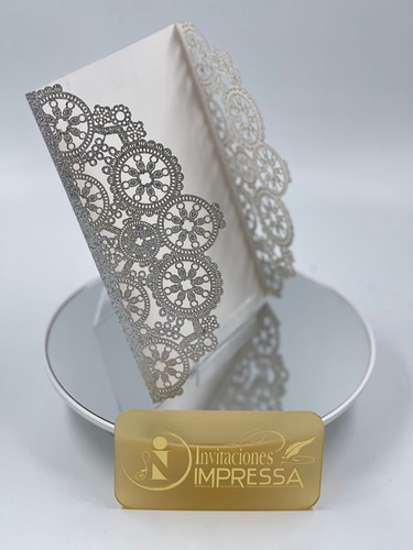 75 Sobres Glitter Invitación Corte Láser Engrane 13x18 Plateado