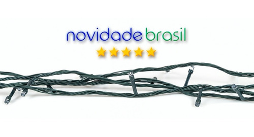 Imagem 5 de 6 de Cordão 100 Leds Fixo Branco Quente 10 Metros Macho E Fêmea